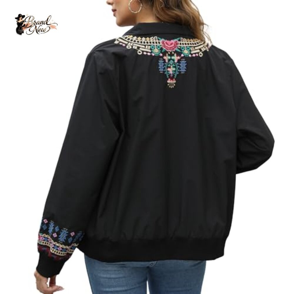 Polyester Embroidered Bomber Jacket Lightweight W… - image 5